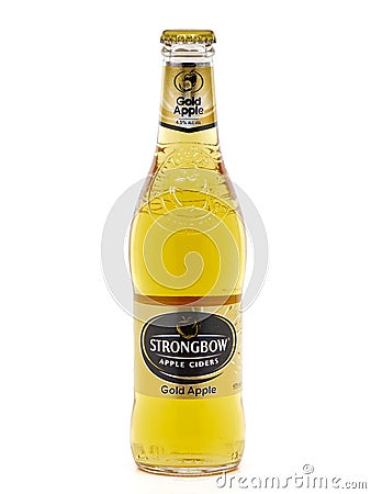 Bottle of Strongbow Gold Apple, apple cider Editorial Stock Photo