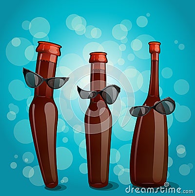 Bottle sunglasses bokeh Vector Illustration