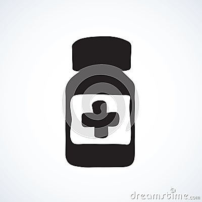 Bottle with tablets. Vector drawing Vector Illustration