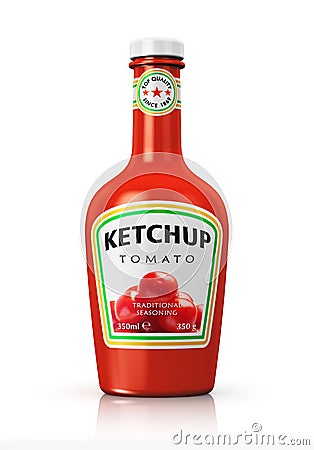 Bottle with tomato ketchup Stock Photo