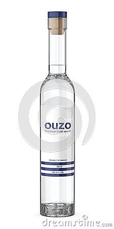 Bottle of the traditional greek drink Ouzo Stock Photo