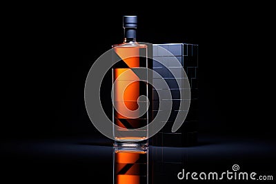Bottle of Very Special brandy or Cognac on fire background Stock Photo
