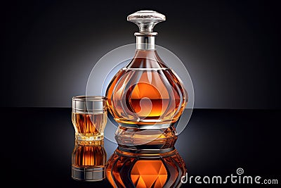 Bottle of Very Special Cognac on fire background Stock Photo