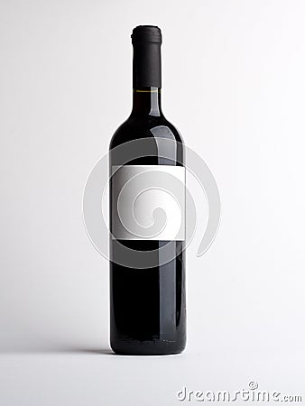 Bottle of vine with empty label Stock Photo