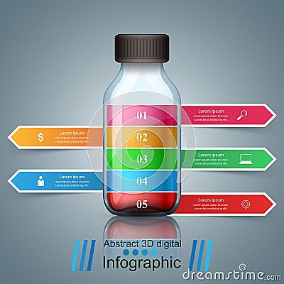 Bottle, water infographics. Vector Illustration