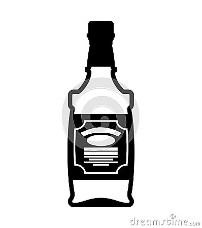 Bottle of whiskey. Bourbon isolated. Tequila on white background Vector Illustration