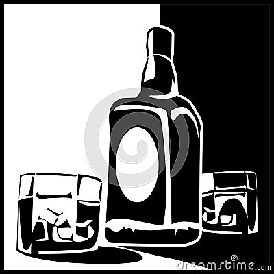 Bottle of whiskey Vector Illustration