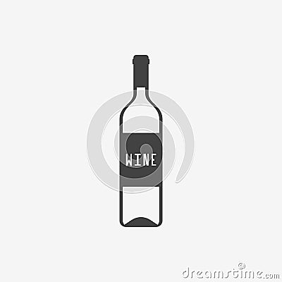 Bottle of wine monochrome icon. Vector illustration. Vector Illustration