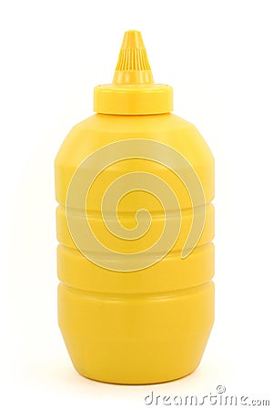 A bottle of yellow mustard Stock Photo