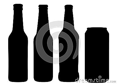 Bottled beer. A set of alcoholic beverages. Vector image Vector Illustration