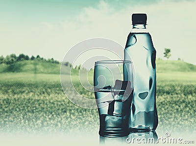 Bottled spring mineral water Stock Photo