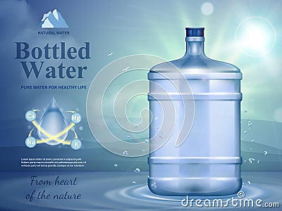 Bottled Water Advertising Composition Vector Illustration