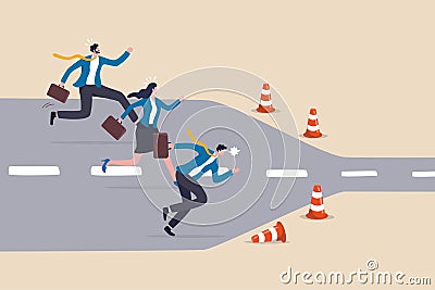 Bottleneck make business run slow, struggle workflow or busy point make project delay, traffic jam or trouble flow concept, Vector Illustration