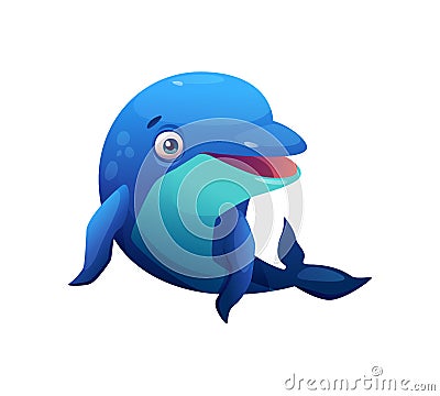 Bottlenose dolphin cute underwater animal isolated Vector Illustration