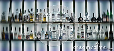 Bottles of Alcohol in a Bar Editorial Stock Photo