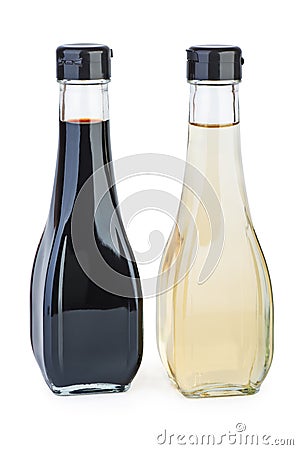 Bottles with apple and grape vinegar Stock Photo