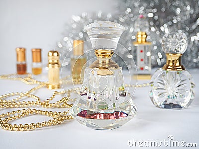 Bottles, Arab perfume different forms. Stock Photo