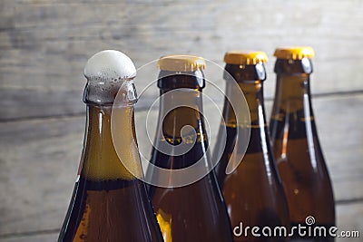 Bottles of beer closeup Stock Photo