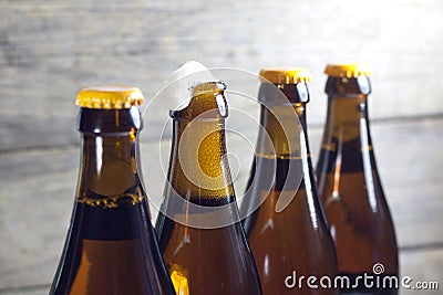 Bottles of beer closeup Stock Photo