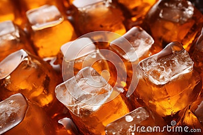 Bottles of beer with ice cubes closeup drink. Generate AI Stock Photo