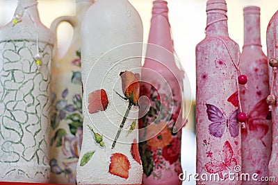 Bottles with decorative designs Cartoon Illustration