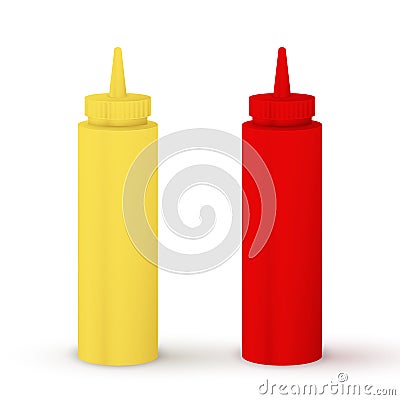 Bottles of ketchup and mustard Vector Illustration