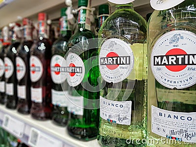 Bottles of Martini Bianco Vermouth Editorial Stock Photo