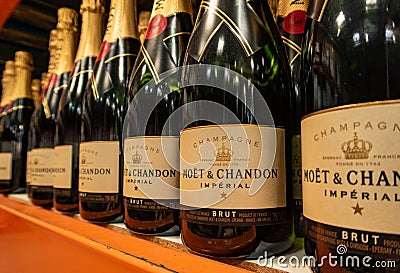 Bottles of Moet & Chandon Champagne Editorial Stock Photo