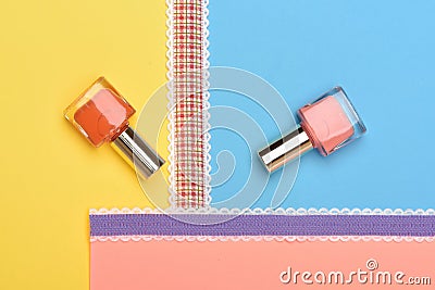 Bottles with nail polish Stock Photo