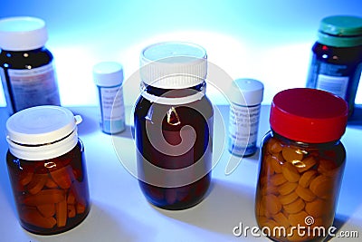 Bottles of pills Stock Photo