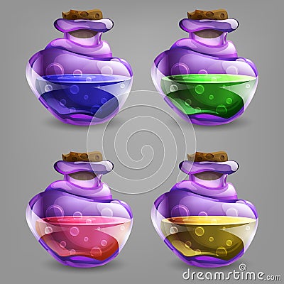 Bottles of potion. Vector illustration Vector Illustration