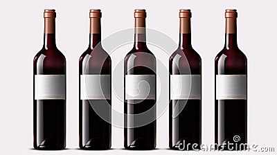 Bottles of red wine with blank front label Stock Photo