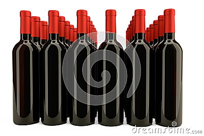 Bottles of red wine isolated against white background Stock Photo