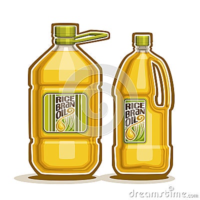 Bottles with Rice Bran Oil Vector Illustration