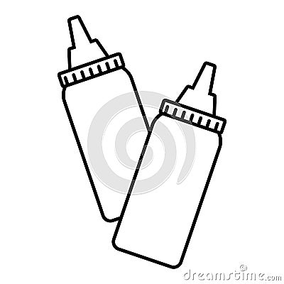 Bottles sauce linear Vector Illustration