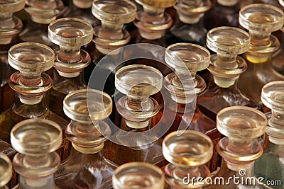 Bottles of scented oils Stock Photo