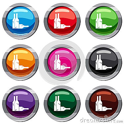 Bottles set 9 collection Vector Illustration