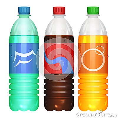 Bottles of soda drinks. Vector illustration. Vector Illustration