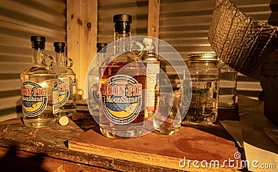 Bottles of Moonshine Editorial Stock Photo