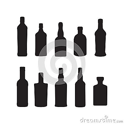 Bottles vector illustration silhoutted isolated clipart set Vector Illustration