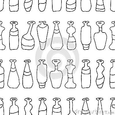 Bottles white seamless paths pattern Vector Illustration