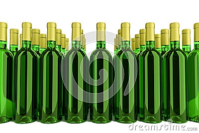 Bottles of white wine isolated on white Stock Photo