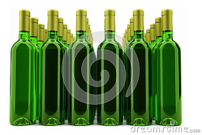 Bottles of white wine isolated on white Stock Photo