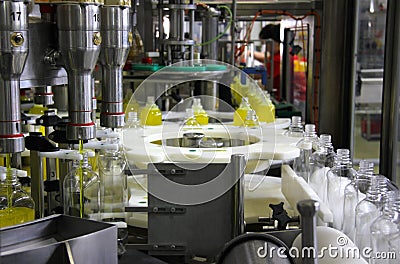 Bottling Liquid Detergent Stock Photo