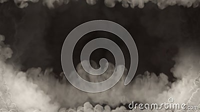Bottom frame for content of dense grey smoke or clouds, isolated - object 3D rendering Cartoon Illustration