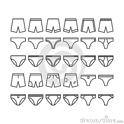 Bottom pants underwear icons collection set Stock Photo