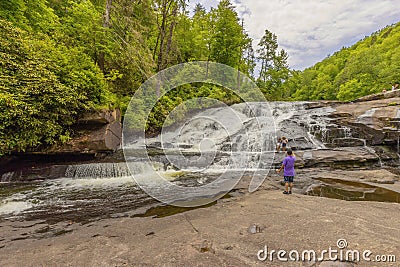 Bottom of Triple Falls in the Dupont Forest in North Carolina, USA Editorial Stock Photo