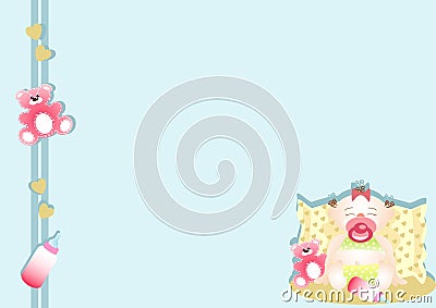 Bottom with very calm small girl sleeping Vector Illustration