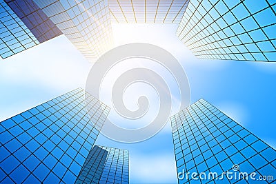 Bottom view of business skyscrapers Vector Illustration