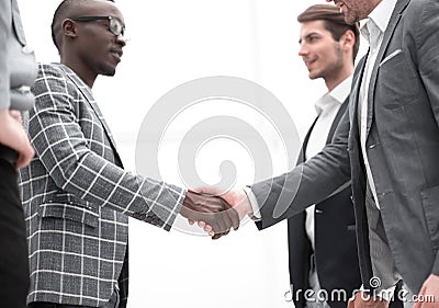 Bottom view.handshake business people Stock Photo